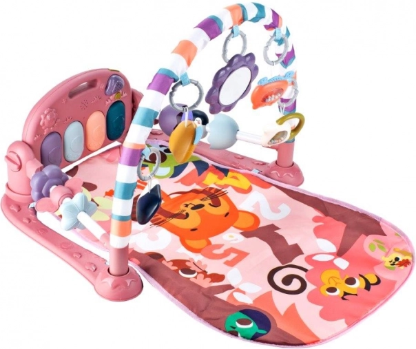 Lern-Spieldecke mit Klavier und Rasseln – rosa