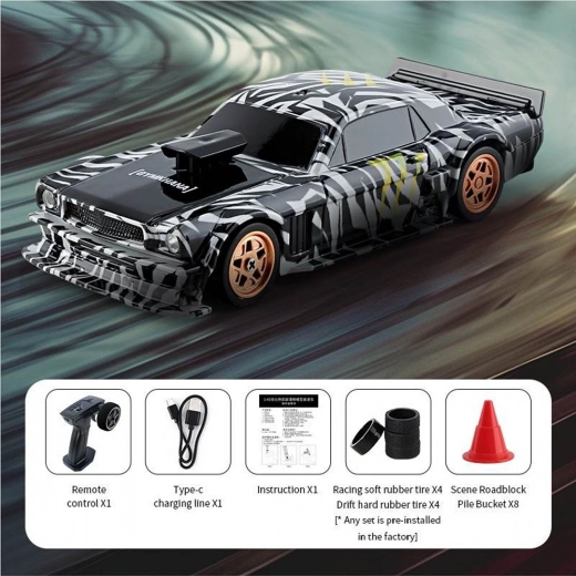 RC-Driftauto 1:43 grün mit Zubehör