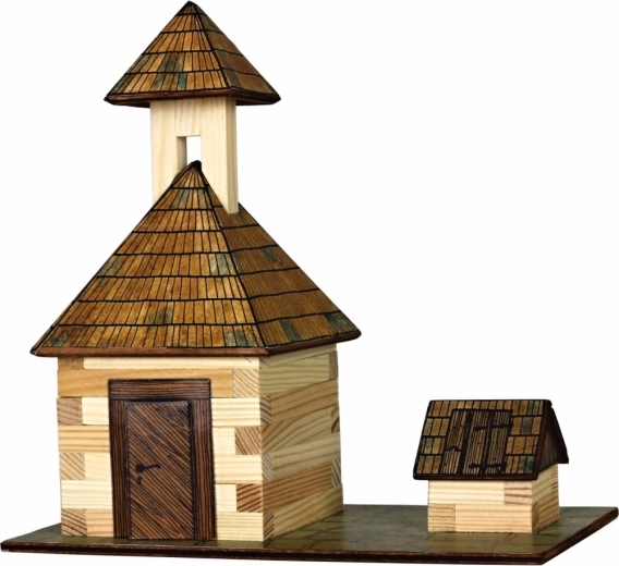 Walachia Holzbausatz zum Zusammenkleben Glockenturm und Brunnen