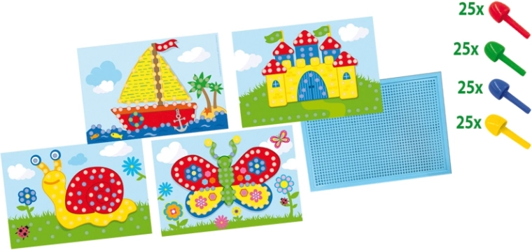 Bunte Steckstifte für ausdrucksstarke Mosaike