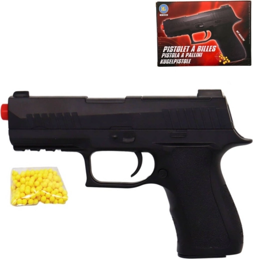 Kinder-Kugelrevolver 20 cm schwarz mit Munition – 1 Stück
