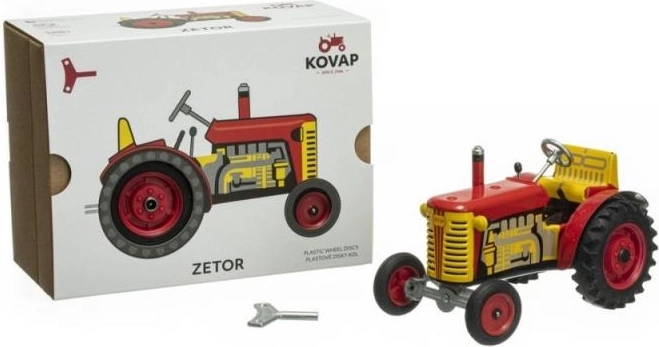 Traktor Zetor rot mit Kunststofffelgen mit Aufziehschlüssel 1:25