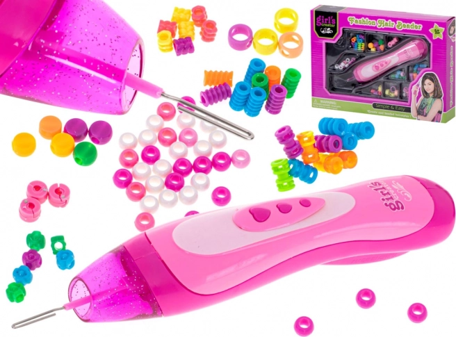 Rosa Perlenflechtset