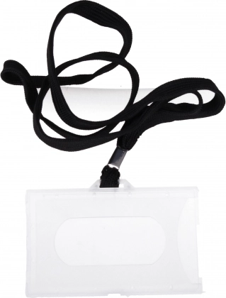 Namensschild zum Umhängen mit 45 cm langer Kordel – schwarz oder dunkelblau