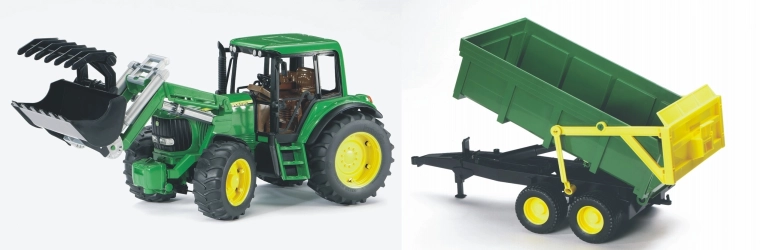 Bruder Traktor John Deere 6920 mit Frontlader und Anhänger
