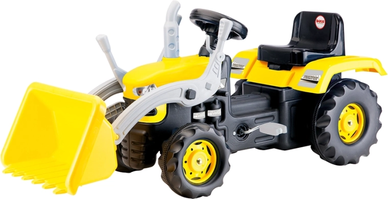 Großer Trettraktor mit Bagger in Gelb