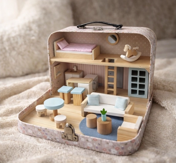 Im Koffer verborgenes Puppenhaus