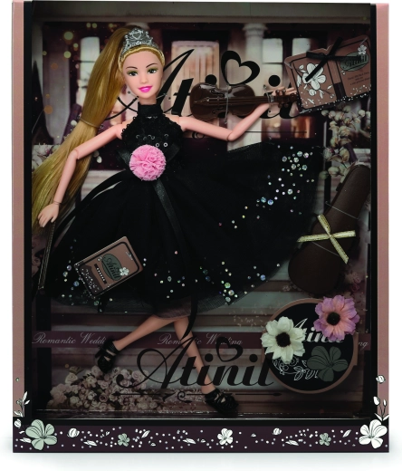 Puppe im Abendkleid mit Accessoires 28 cm