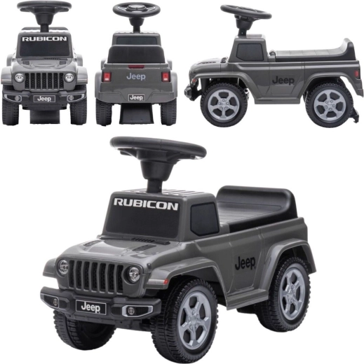 Jeep Rubicon Kinder-Rutschauto mit Hupe und Motorgeräuschen, grau