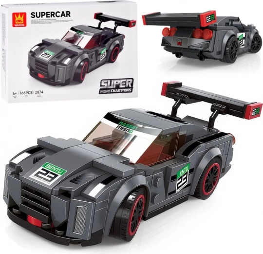 Technik-Bausatz Sportwagen grau, 166 Teile mit Aufklebern