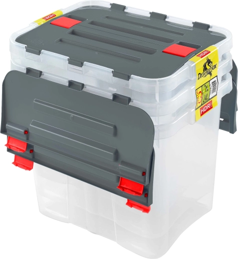 Heidrun Kunststoff-Aufbewahrungsboxen mit Deckel Dragon 24 l (3 Stk.)