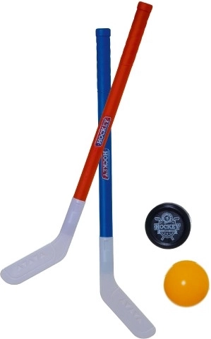 Kunststoff-Feldhockeyschläger 72 cm mit Floorballball und Puck (2 Stk.)