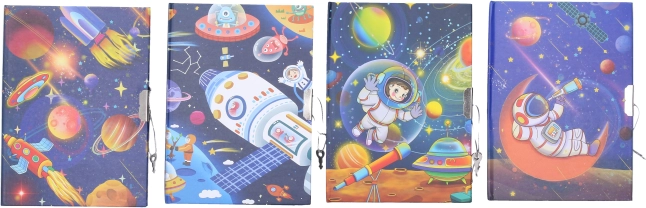 Gedenkbuch mit Weltraum-Motiv und Schloss 13x18 cm