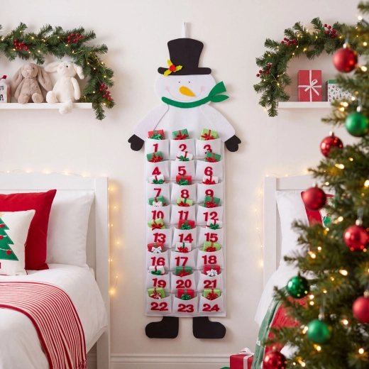 Hängender Filz-Adventskalender Schneemann