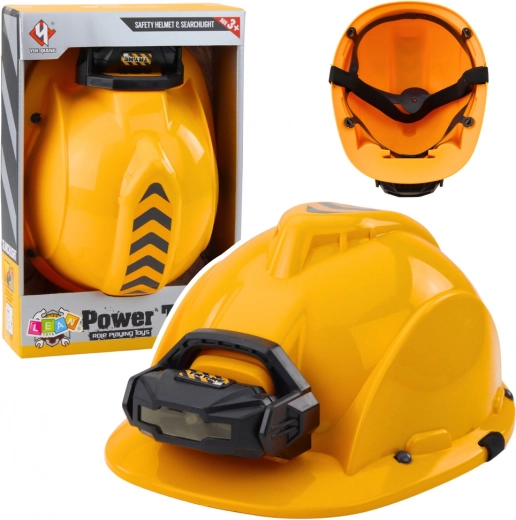 Kinderbauhelm mit Leuchte und verstellbarem Kinnriemen Gelb