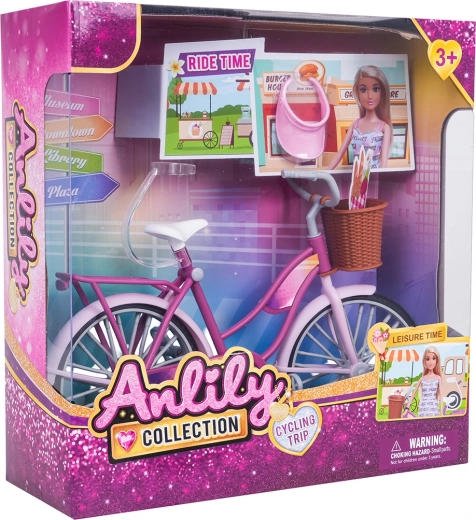Rosa Puppenfahrrad mit Korb und Zubehör