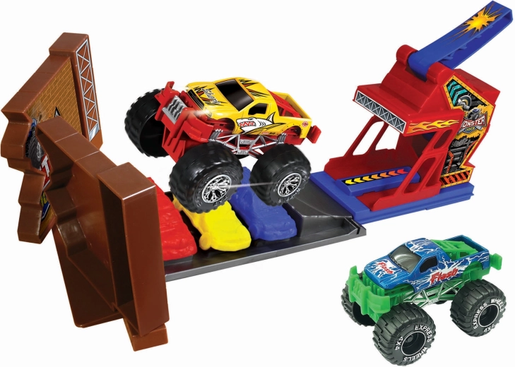 Monster-Truck-Autobahn mit Hindernissen und 2 Metallautos