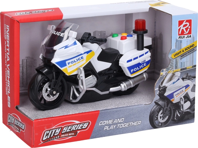 Polizeimotorrad mit Licht- und Soundeffekten, 18 cm