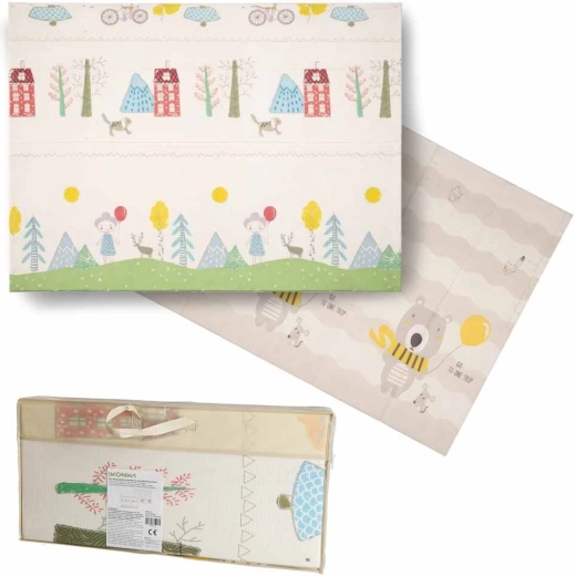 Beidseitig faltbare Lern-Schaumstoffmatte für Kinder, 150 × 200 cm, Bärchen und Bäume