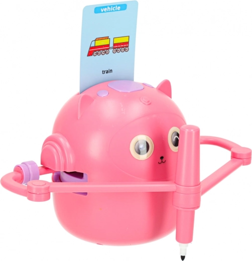 Interaktiver Lernroboter zum Zeichnen und Schreiben – rosa Set mit Karten und Filzstiften