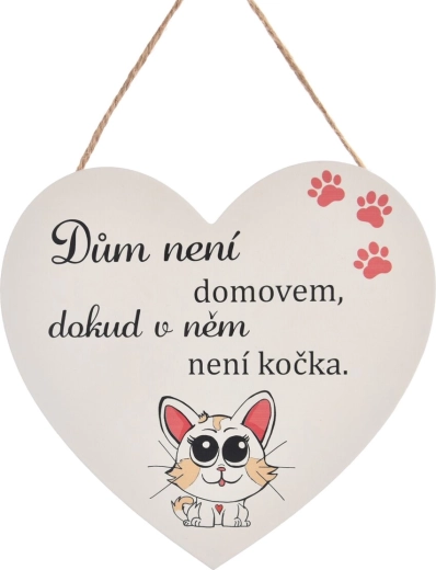 Dekoratives Holzschild in Herzform „CAT HOME“