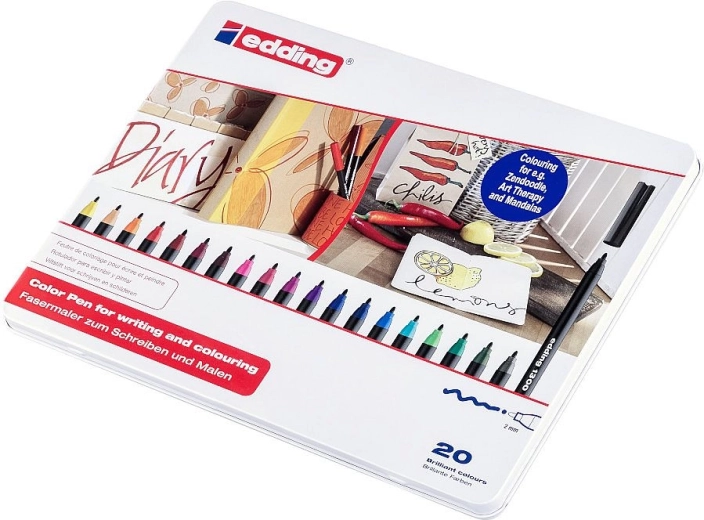 Filzstifte edding 1300 – Set mit 20 Farben in Metallbox