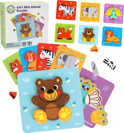 Holzpuzzle mit Tieren WOOPIE GREEN Montessori, FSC