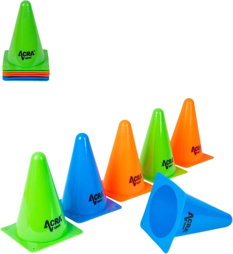 ACRA farbige Trainingshütchen 18 cm – 6 Stück