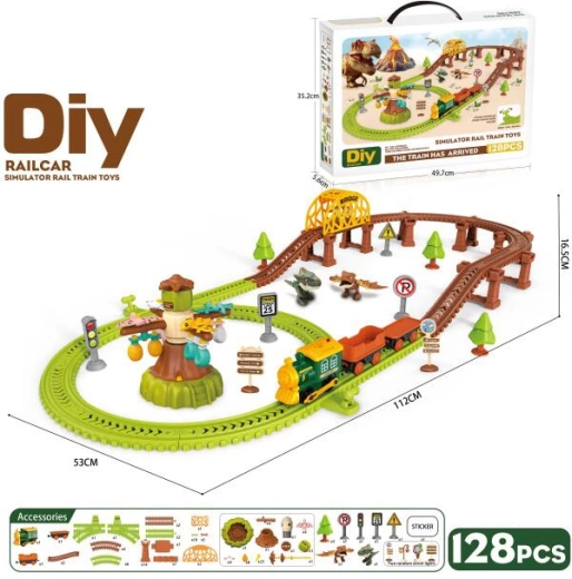 Kinder-Eisenbahnstrecke mit Schienen, 128 Teile
