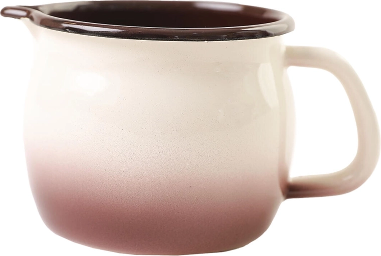 Emaillebecher mit Ausguss 0,8 l Cappuccino, Durchmesser 10 cm