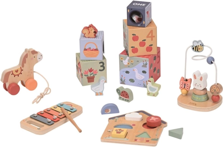 Lelin Holz-Lernspielzeug-Set 5 in 1 „Spielen und Lernen“