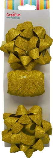 Glänzendes Geschenkverpackungs-Set Gold mit Band und Sternschleifen