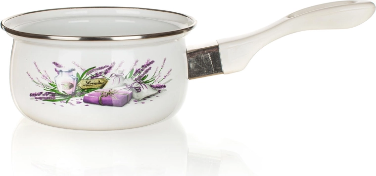 Emaille-Stielkasserolle Lavender 14 cm mit langem Griff 0,65 l