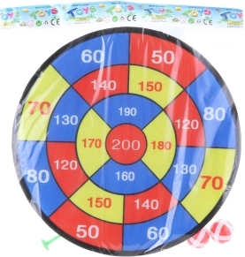 Zielscheibe mit Klettverschluss mit Bällen und Pfeilen