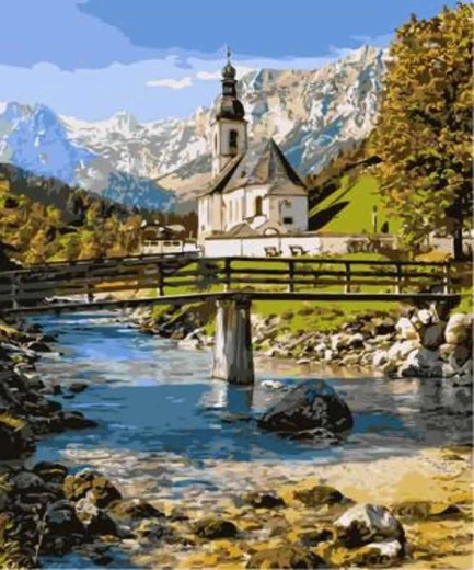Norimpex Malen nach Zahlen Kirche in den Bergen 40 × 50 cm