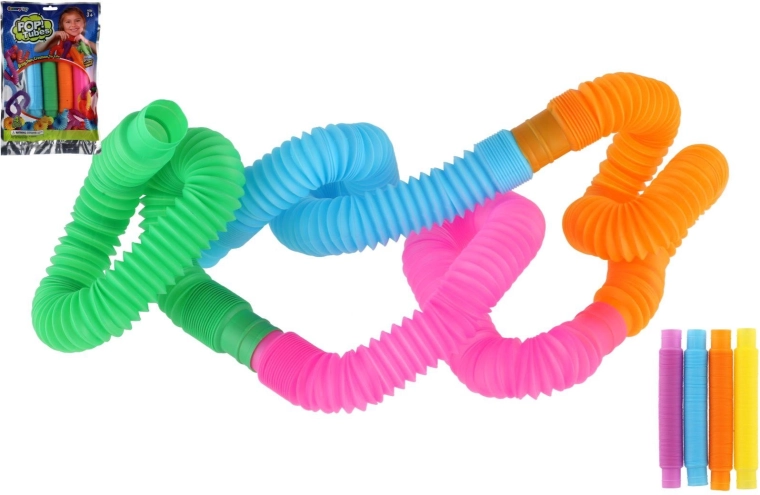 Sensorische Pop-Röhren – Set mit 4 Stück, ausziehbares und verbindbares Konstruktionsspielzeug