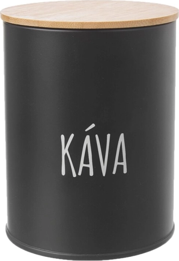 Blechdose für Kaffee mit Bambuselement, schwarz, Ø 9,5 cm (CZ/SK)