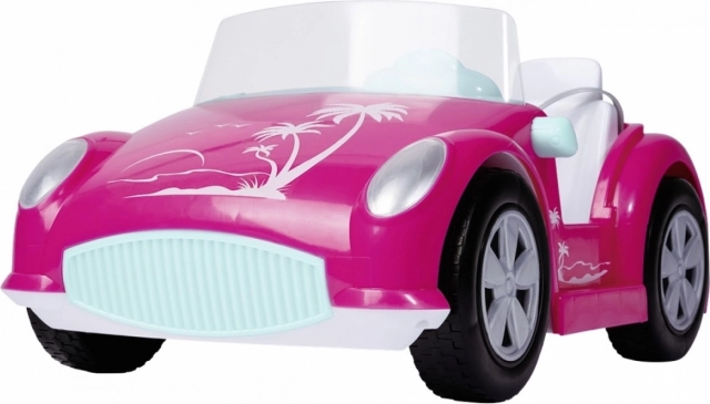 Rosa Zweisitzer-Cabrio mit beweglichen Rädern