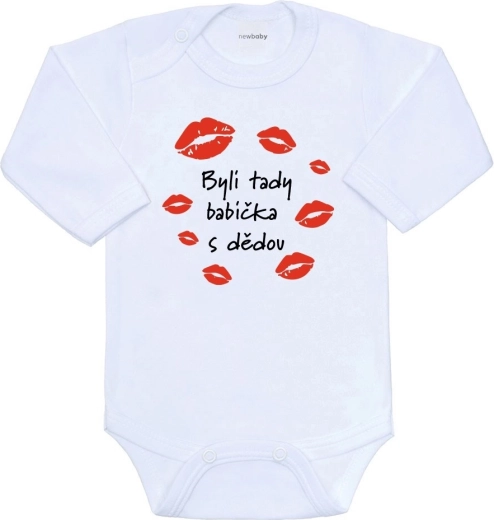 Baby-Body mit Aufdruck New Baby – Oma und Opa waren hier, langer Ärmel