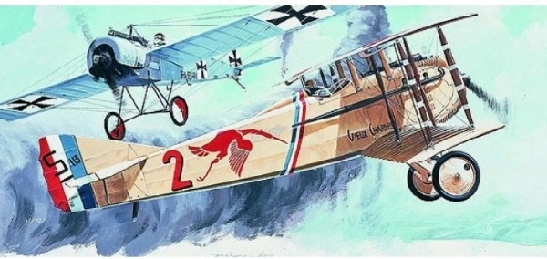 Modell Spad S.8 15,4 x 19,3 cm in einer 31 x 13,5 x 3,5 cm großen Schachtel