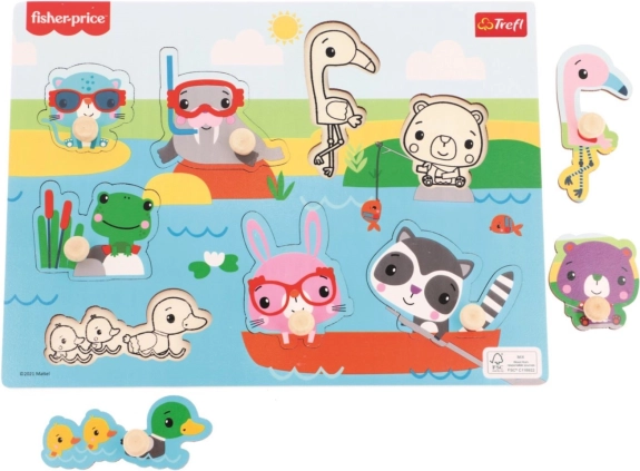 Holzsteckpuzzle Fisher-Price Tiere am Wasser