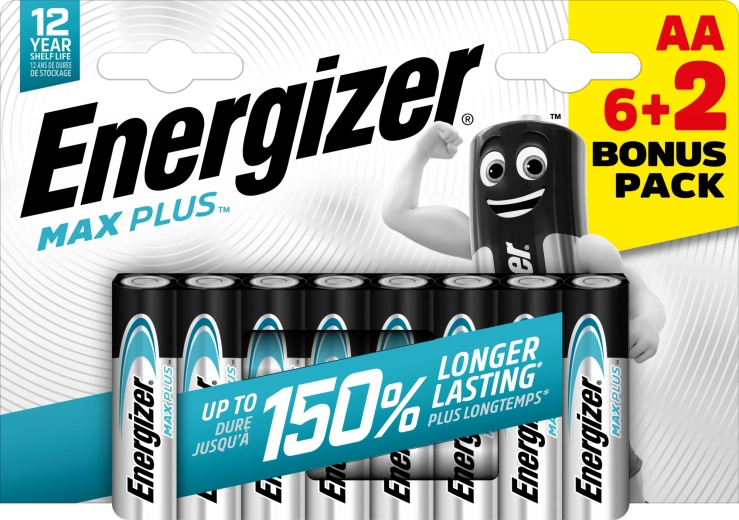 Energizer Max Plus AA Alkalibatterien – 8 Stück