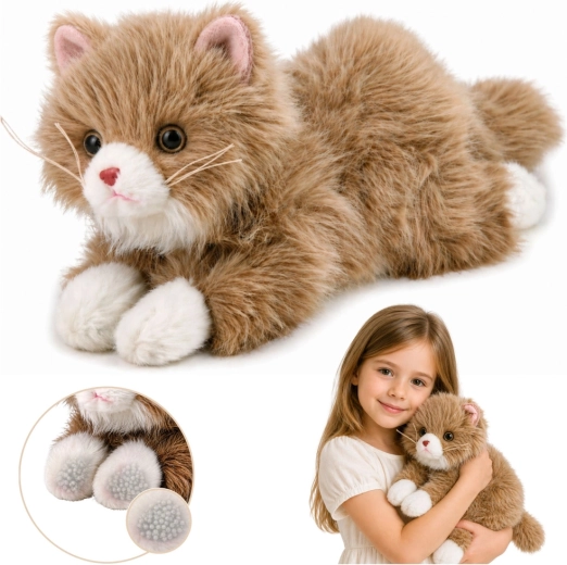 Plüsch-Perserkatze beige 50 cm mit beschwerten Pfoten