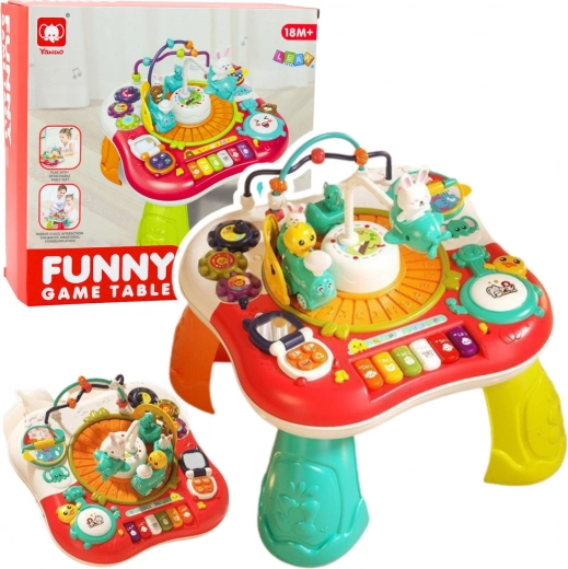 Interaktiver Lernspieltisch 2-in-1 mit Musikpanel und Klavier, rot