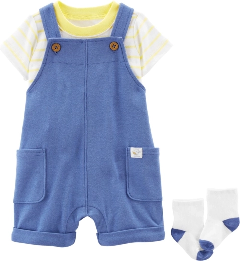 Carter's dreiteiliges Baby-Set Yellow Stripes – T-Shirt, Latzshorts und Socken