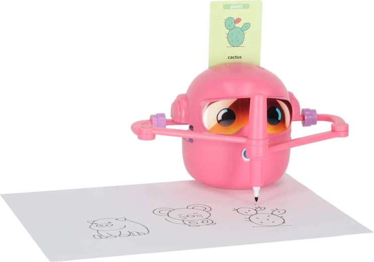 Interaktiver Zeichenroboter für Kinder – Lernspielzeug mit Karten, rosa