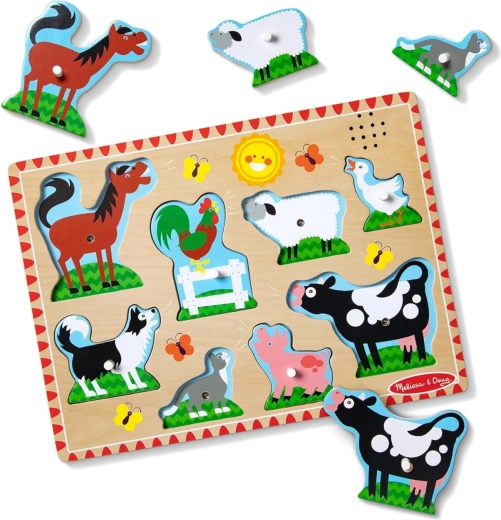 Holz-Sound-Steckpuzzle Bauernhoftiere Melissa & Doug