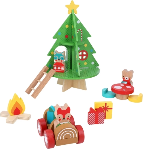 Petit Collage Holz-Spielset Weihnachtliches Baumhaus