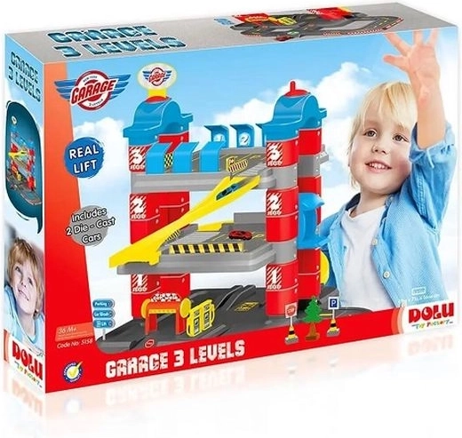Dolu dreistöckige Parkgarage mit Aufzug für Spielautos