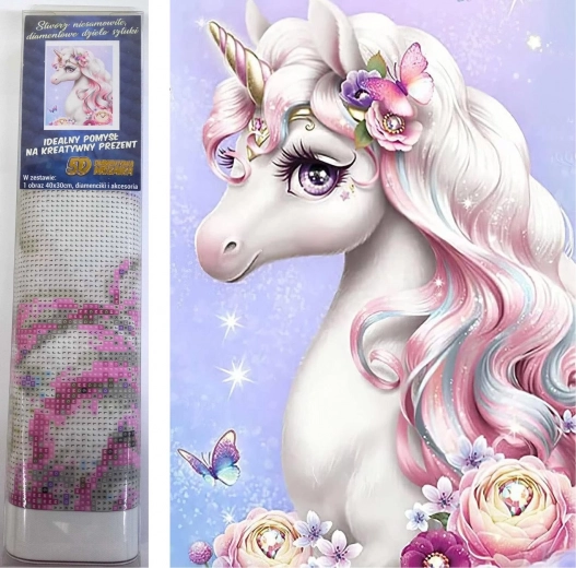 Diamantmalerei Einhorn-Dame 30 × 40 cm - Norimpex